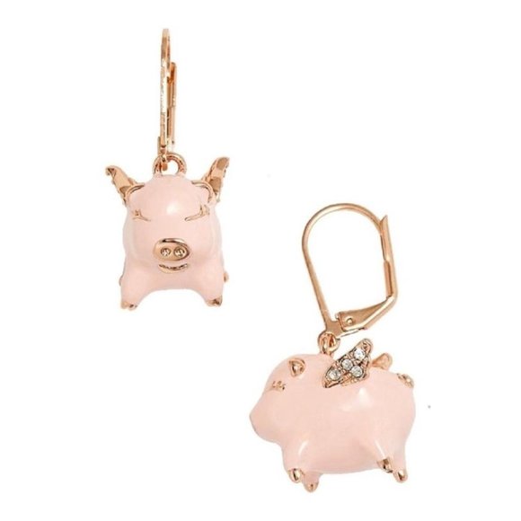 Kate Spade Imagination Pavé Pig Earrings (16k Gold-Plating with Enamel) (NEW)